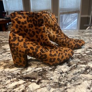 Cheetah Low Heel Booties Size 8